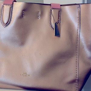 Coach bucket bag, leather with fabric handles